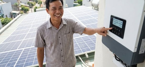 Khách hàng hài lòng sau 5 năm lắp điện mặt trời tại Đông Sơn.